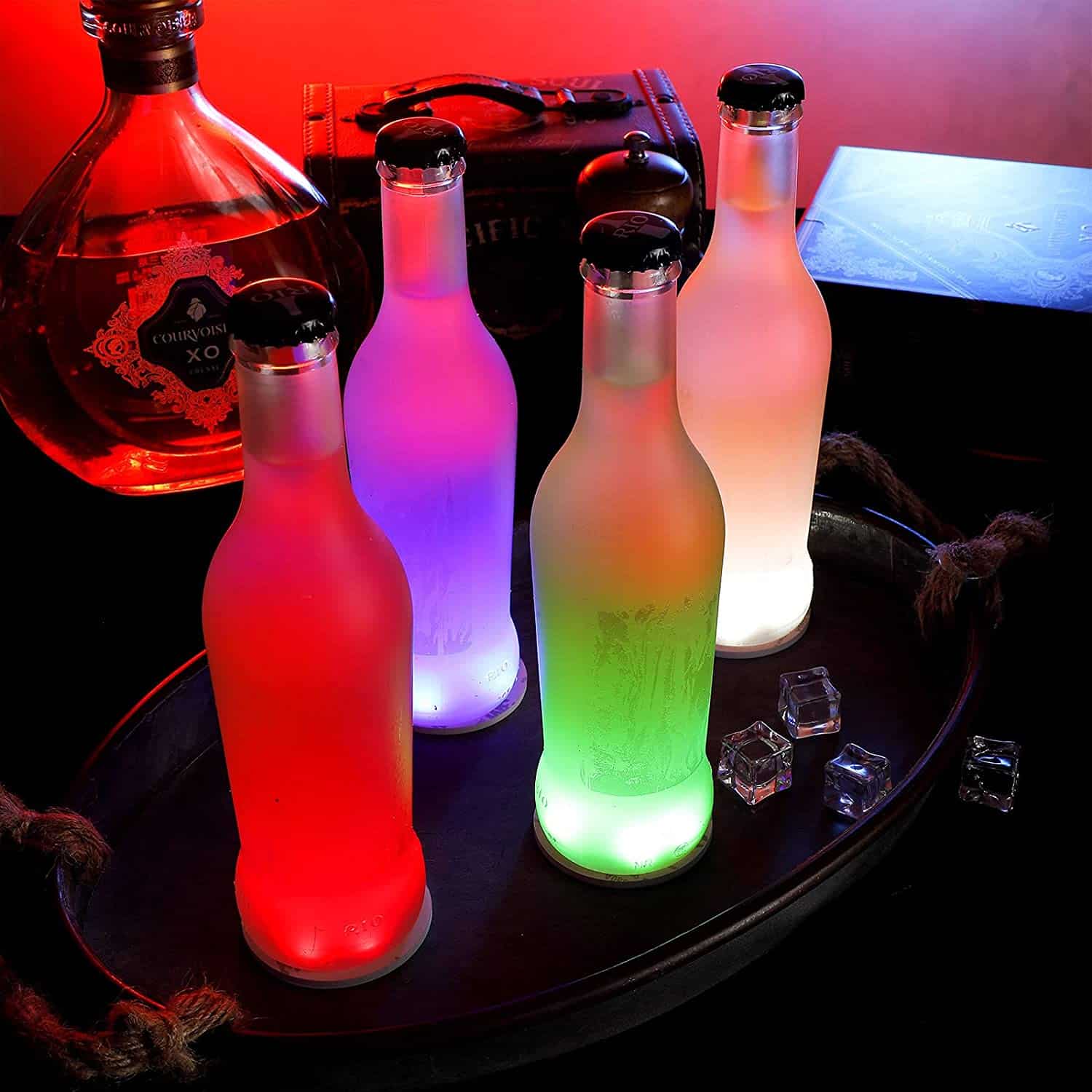 12Pcs Light Up Coasters LED Bottle Lights Glorifier Fantasy Lighting Sticker Coaster Discs for Christmas Party 10 1